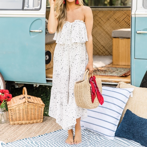 Pink Lily Pants - Pink Lily Desert Moonlight White Star jumpsuit NWT